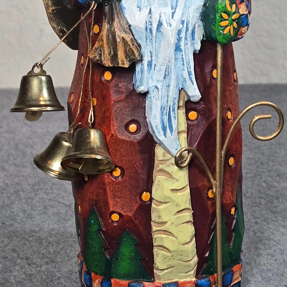 Vintage Folk Art Pencil Santa Figurine 11.5